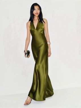 REFORMATION Daniela Silk Dress in Pear 4